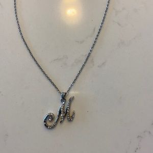 Silver M necklace